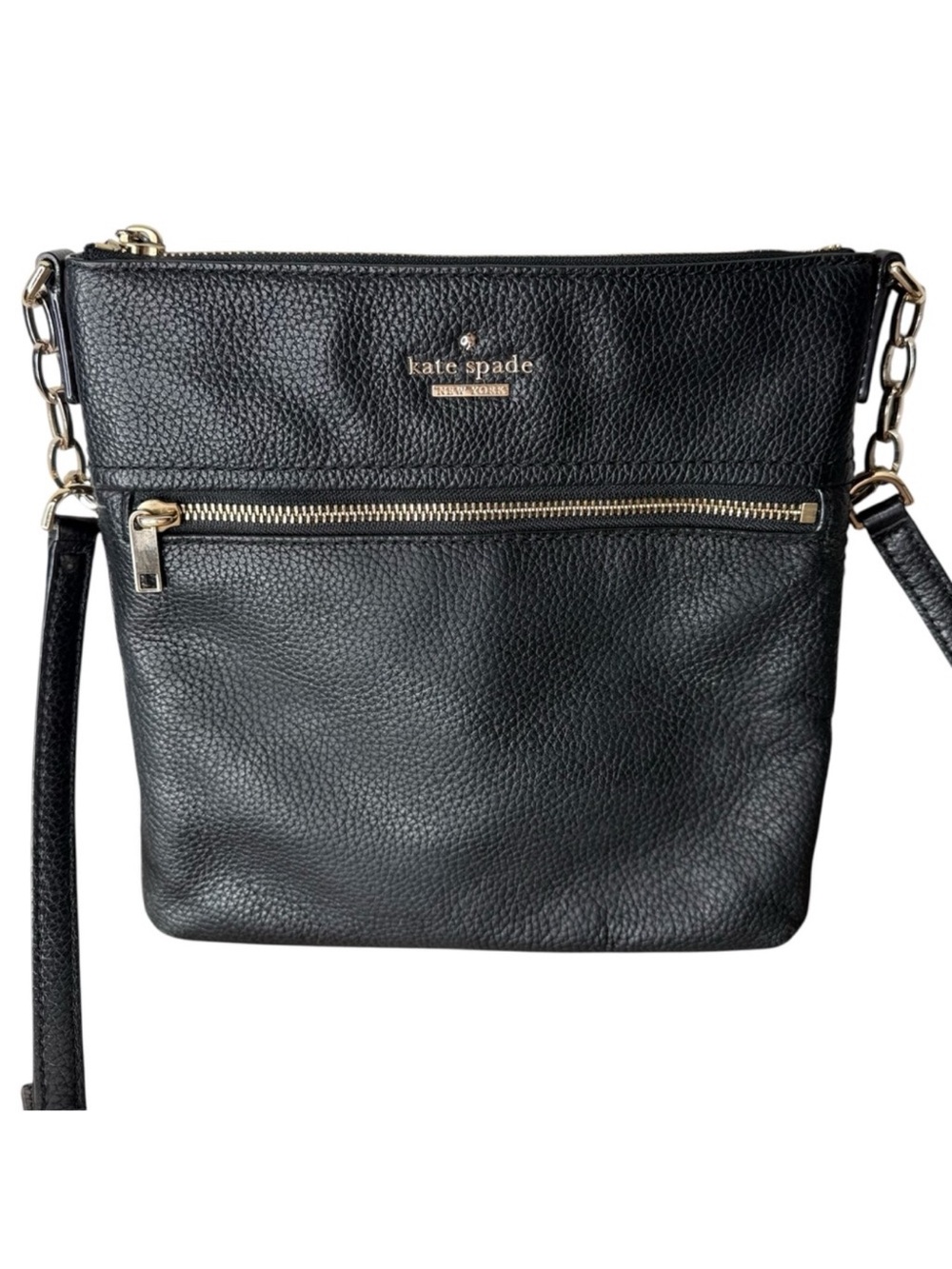 KATE SPADE Black New York Jackson Street Melisse Crossbody Bag Pebbled Leather
